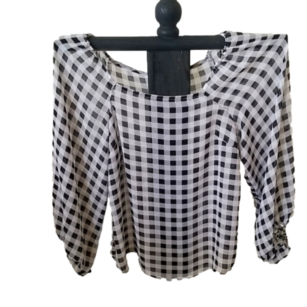 A New Day Women's Sheer Blouse 'Top Puffy Sleeve size XS
